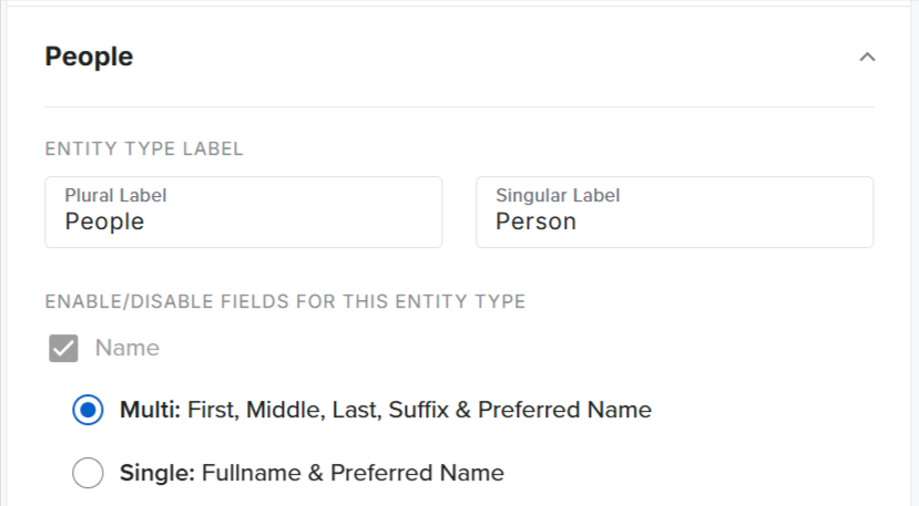 Managing Entity Names – Action Builder