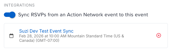 Events Sync confirmation