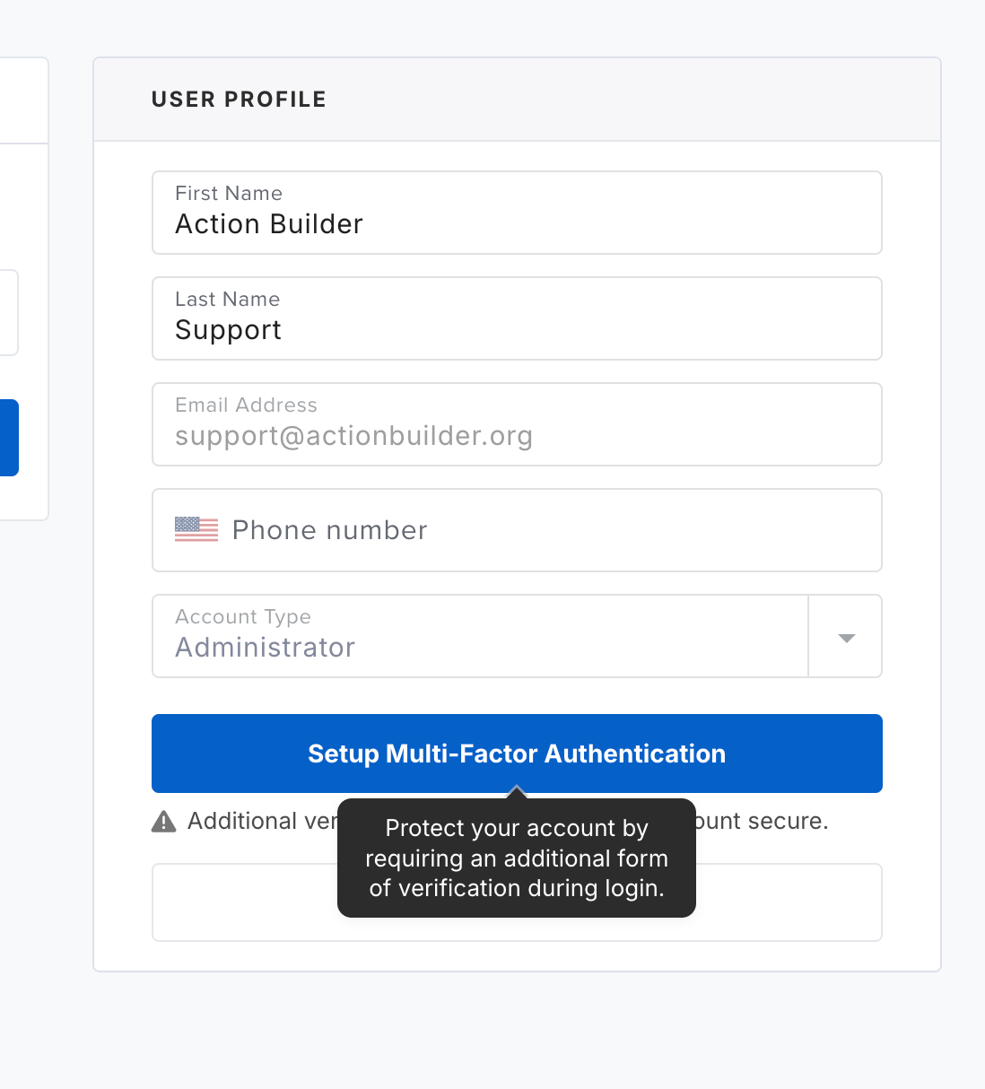 MFA setup screen showing verification method options