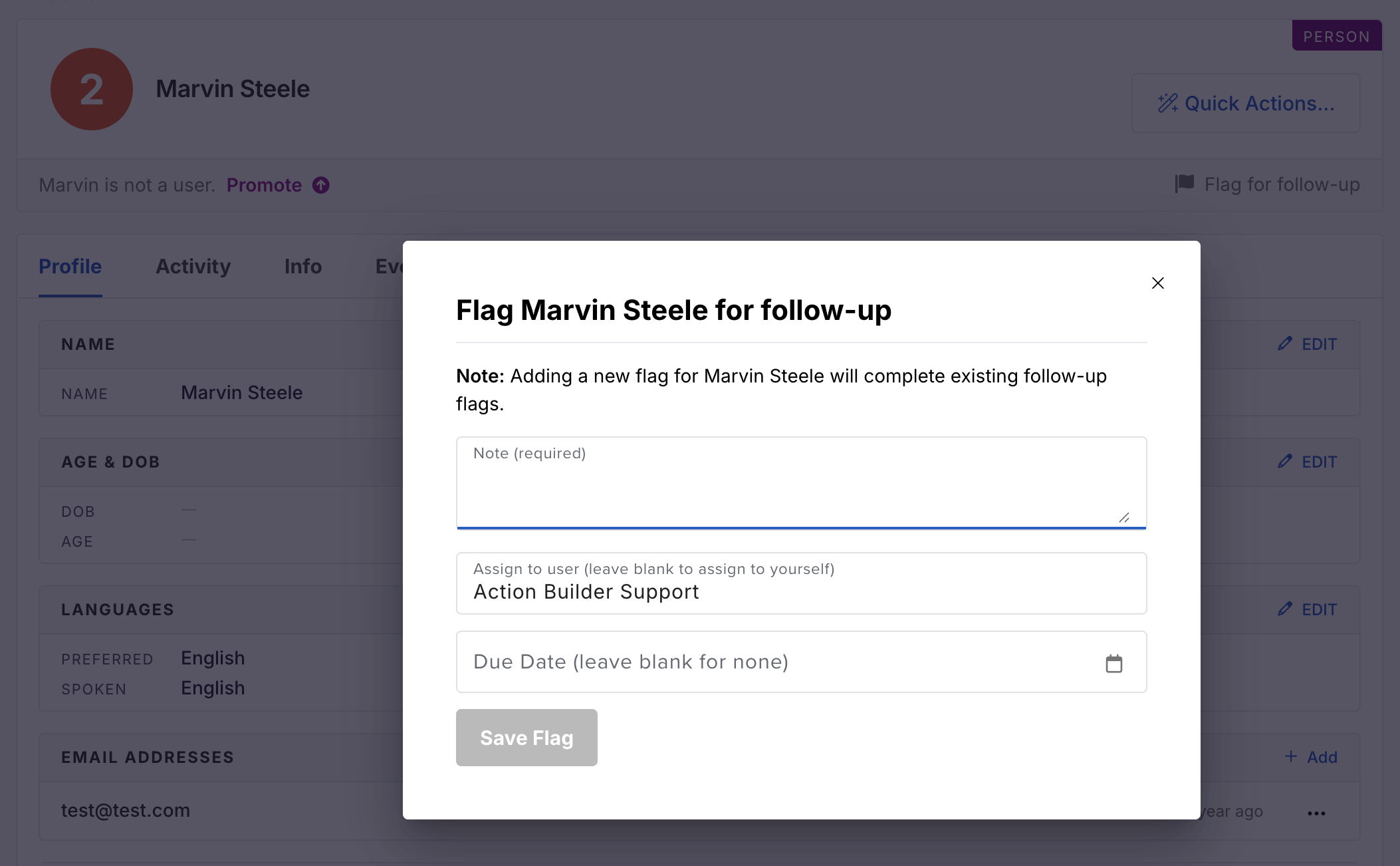 Follow-up flag with due date on Wall Chart