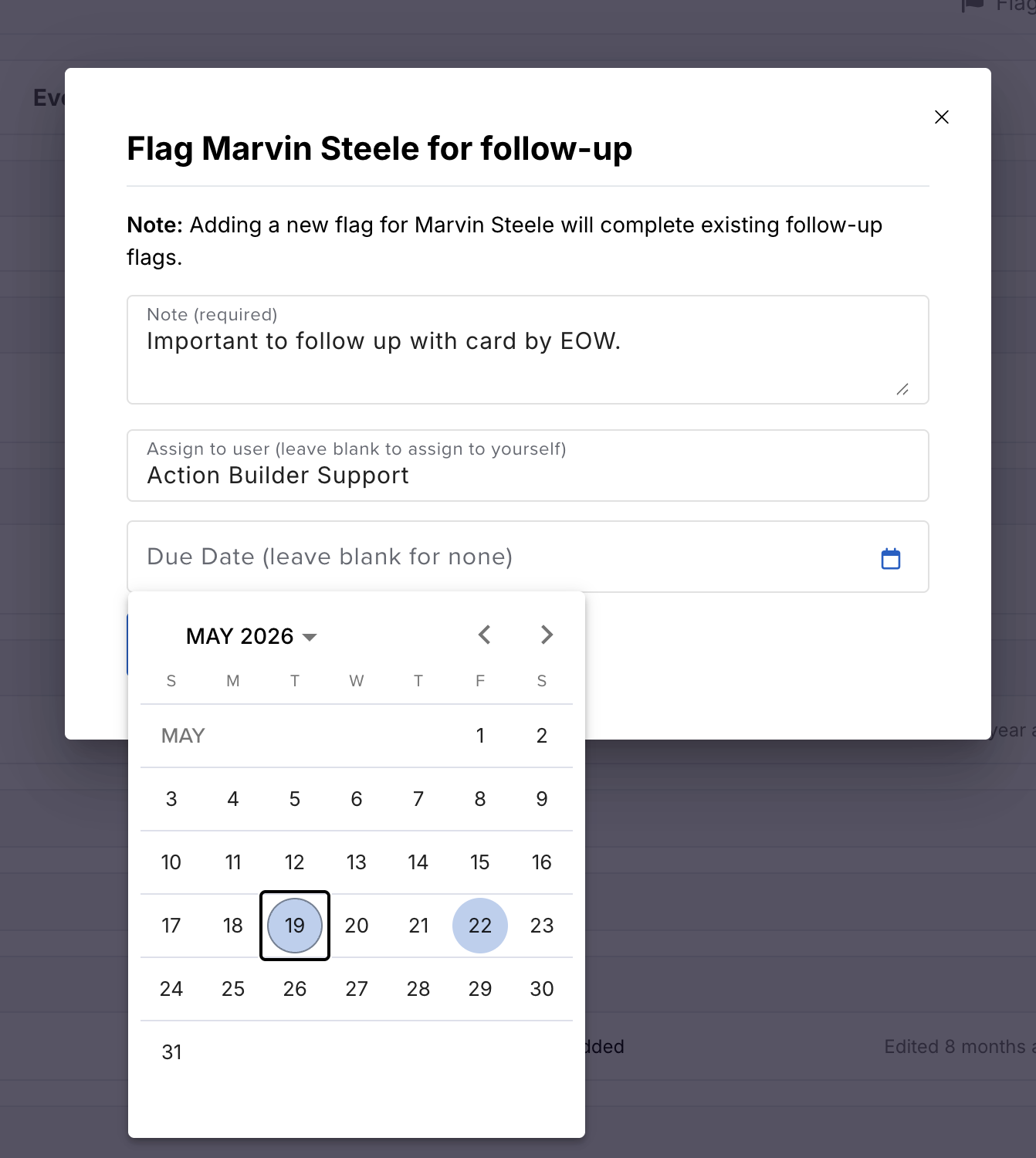 Adding a due date to a follow-up flag